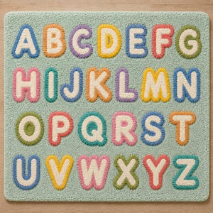 Handtufted Alphabet Learning Rug, Colorful ABC Nursery Playroom Carpet. image 4