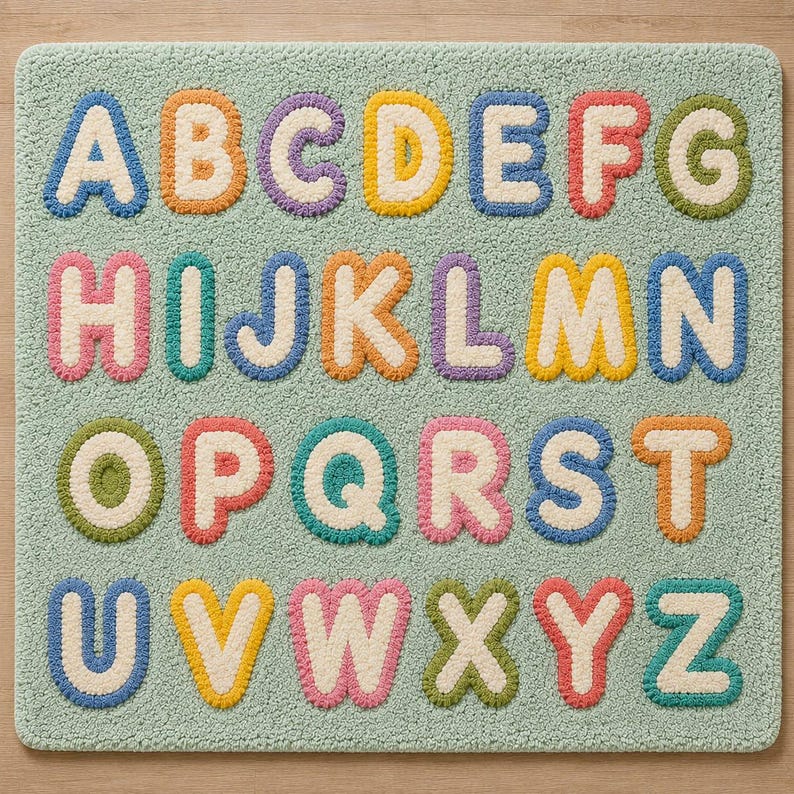 Handtufted Alphabet Learning Rug, Colorful ABC Nursery Playroom Carpet. image 4