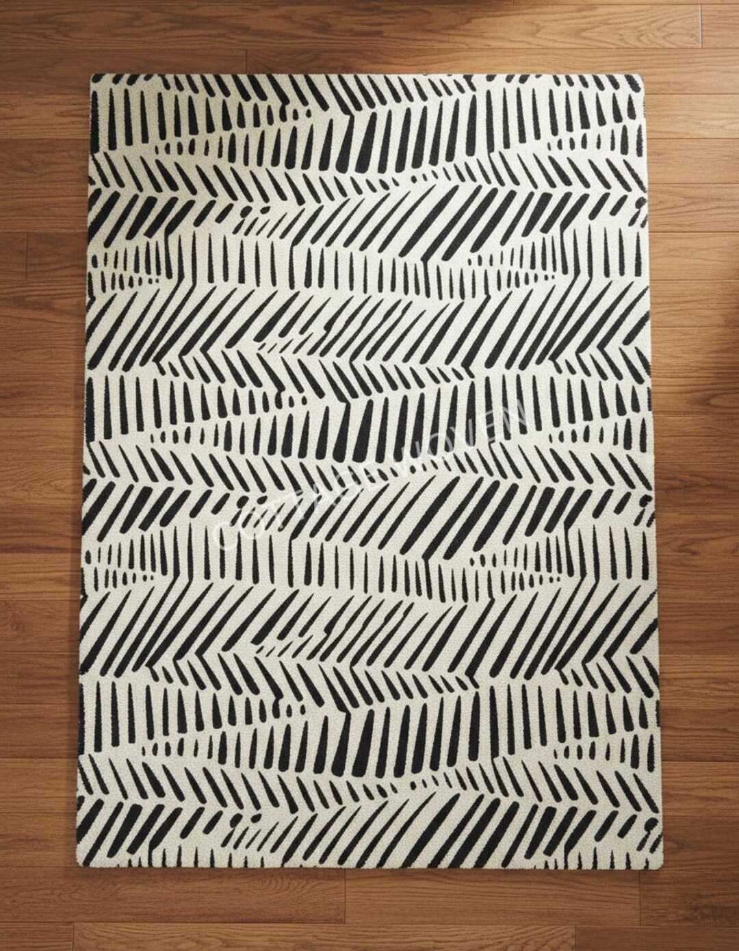 Black White Geometric Rug, Modern Pattern Area Rug, Minimalist Floor ...