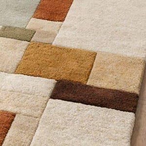 Handtufted Modern Geometric Area Rug, Abstract Block Pattern Rug, Contemporary Living Room Carpet. image 2