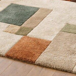 Handtufted Modern Geometric Area Rug, Abstract Block Pattern Rug, Contemporary Living Room Carpet. image 4