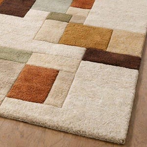 Handtufted Modern Geometric Area Rug, Abstract Block Pattern Rug, Contemporary Living Room Carpet. image 5