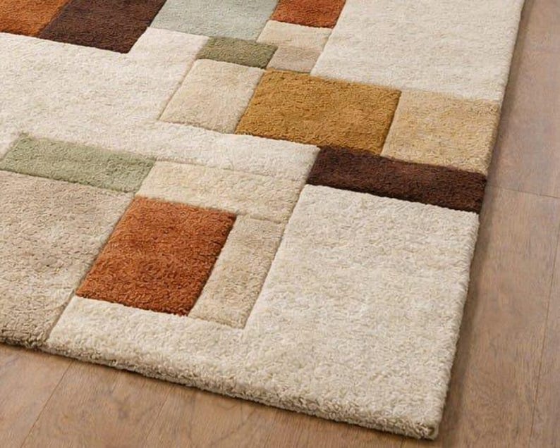 Handtufted Modern Geometric Area Rug, Abstract Block Pattern Rug, Contemporary Living Room Carpet. image 5