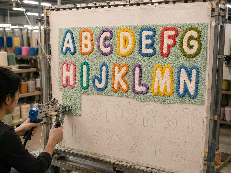 Handtufted Alphabet Learning Rug, Colorful ABC Nursery Playroom Carpet. image 11