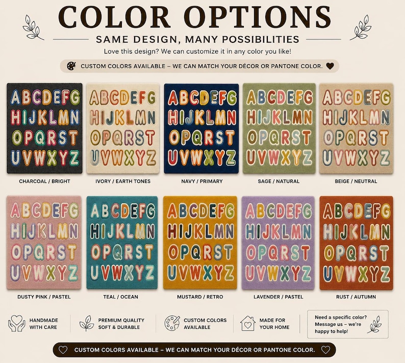 Handtufted Alphabet Learning Rug, Colorful ABC Nursery Playroom Carpet. image 15