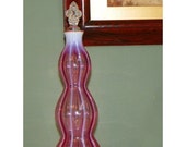 Fenton Art Glass Wine Bottle Cranberry Opalescent ribbed Pattern New World Decanter Opal Bulbous