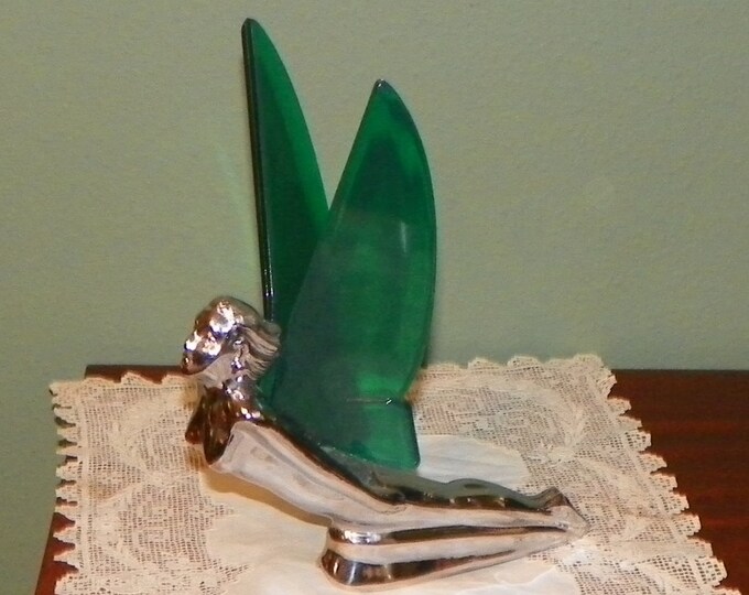 Vintage Pontiac HOOD ORNAMENT Flying Woman NUDE Lucite Emerald Etsy