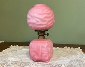 Antique Mini Pink miniature Art Glass OIL LAMP Miniature Lantern Satin Pink Glass Drape