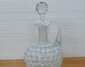 Victorian Hobbs CRUET Windows Glass opalescent opal dot optic antique