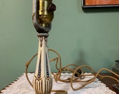 Antique Victorian Lamp confederate Boudoir Metal military flags rifles