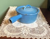 Vintage Descoware Belgium blue Dutch Oven Skillet Pan Pot Kitchen enamel Cast Iron