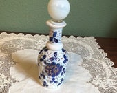 Antique PERFUME Dresser crystal Bottle opaline blue glass cobalt decanter