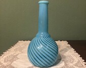 Victorian EAPG Hobbs BITTER BOTTLE Swirl Barber Sapphire Blue Glass opalescent opal Brockunier antique
