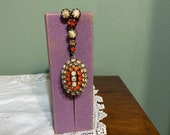 Antique art deco SCHIAPARELLI Signed Fob Brooch Pin Jewelry Jewels Rhinestones Clip Scarf Fur