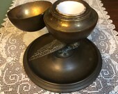Antique metal Eagle Earth Globe Bronze DESK Set Letter Ink Well Arts Craft
