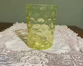 Antique Fenton VASELINE Coin Dot Spot GOBLET TUMBLER Juice cups vintage opalescent opal white french