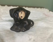 Antique cast iron Dog dachsund Puppy painted animal adorable paperweight cartoon