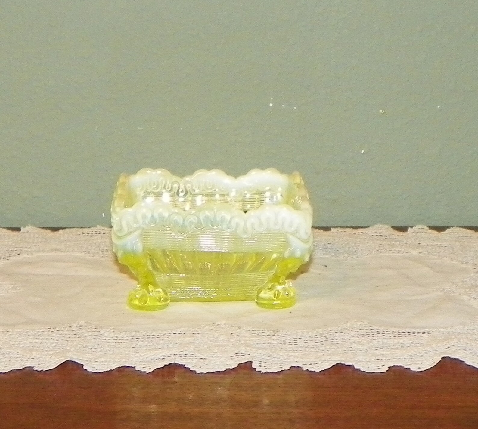 Antique Vaseline Glass BERRY BOWL Northwood Nut Klondike Etsy