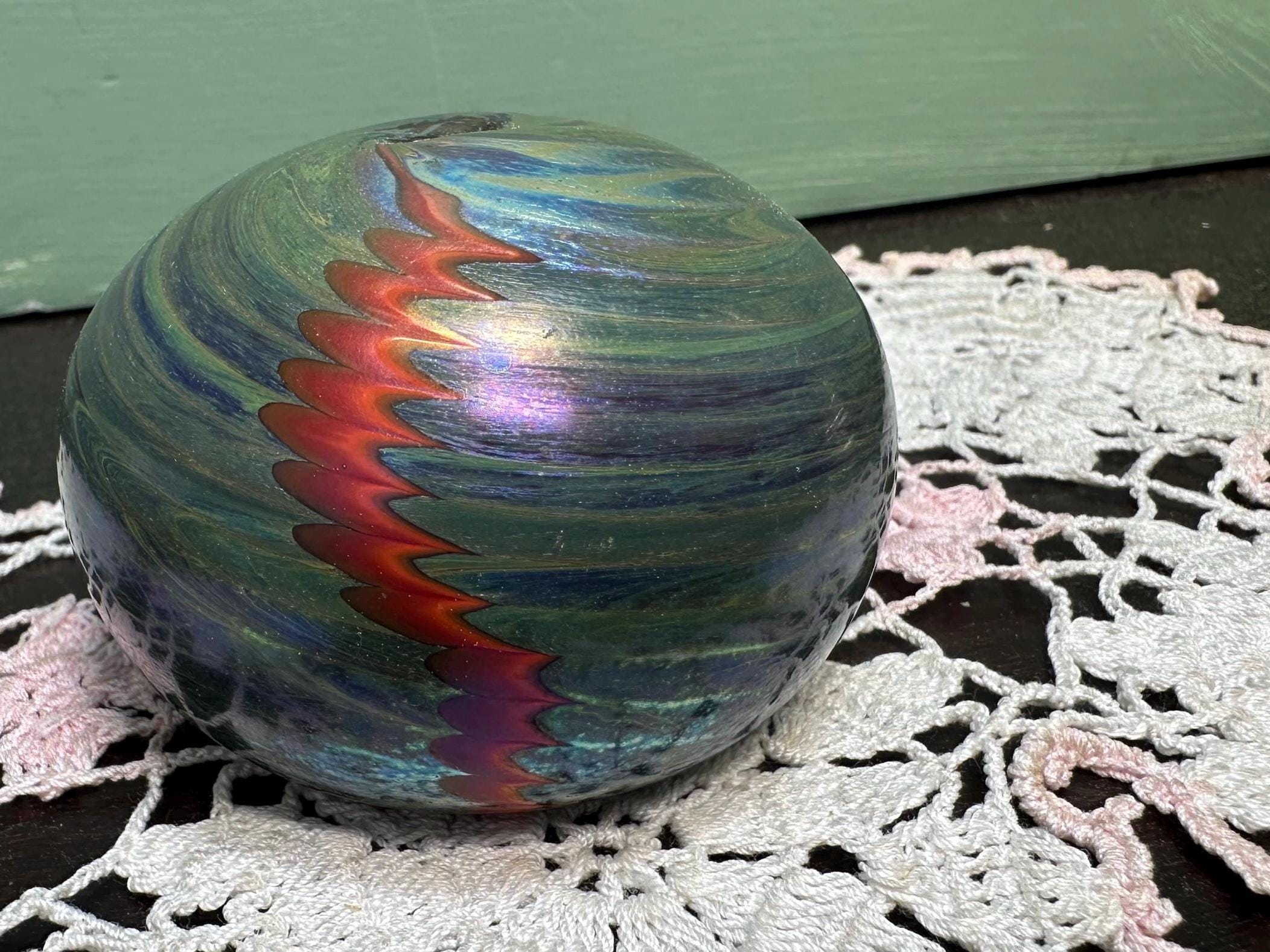 LUNDBERG STUDIOS World Weights ペーパーウェイト Vintage Lundberg Studio 1984 Signed Paperweight Art Glass PAPER
