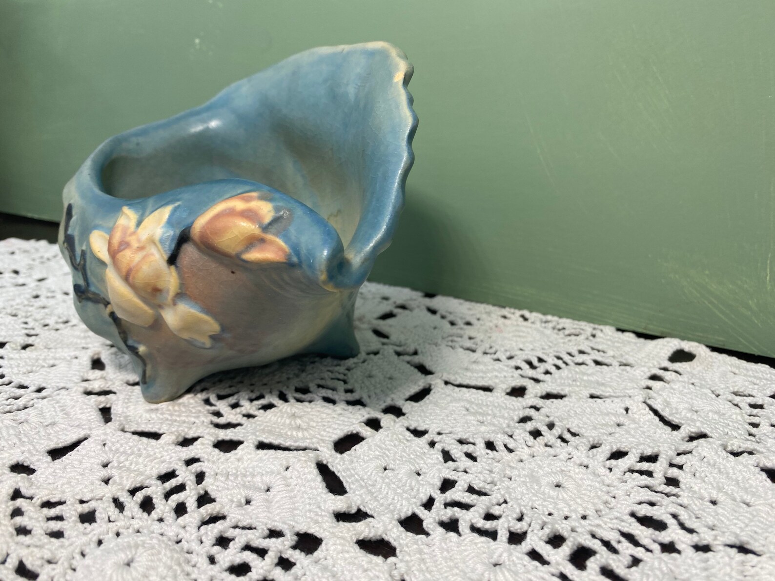 Antique Roseville SHELL Magnolia Blue Vase Bowl Jardiniere Etsy