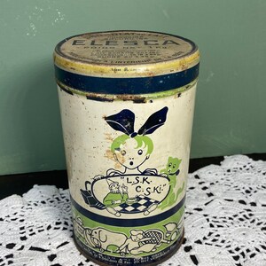 Antike große Paris Elesca Chocolat au lait TIN Store Display LSK BOX Zinn Wunderschöne Lithographie 1kg grün
