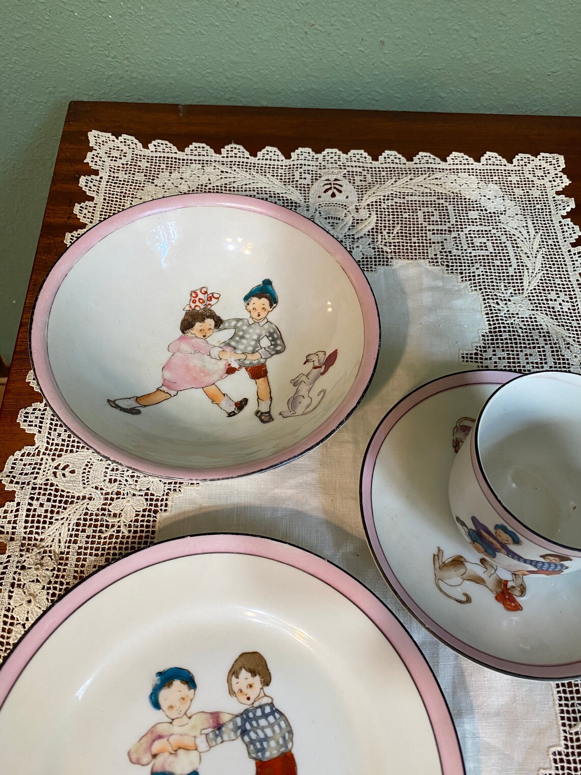 Antique Noritake Child Children Dishes Dish Set Nursery Rhyme Etsy