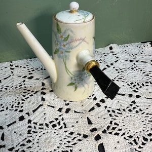 Antique Austria INVALID Feeder TEAPOT Pot Individual Pitcher Gorgeous Nouveau Porcelain Hand Painted Gold trim