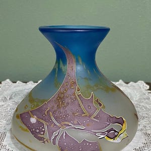 Vintage Louis Leloup Glass VASE Art nouveau style Large Cabinet