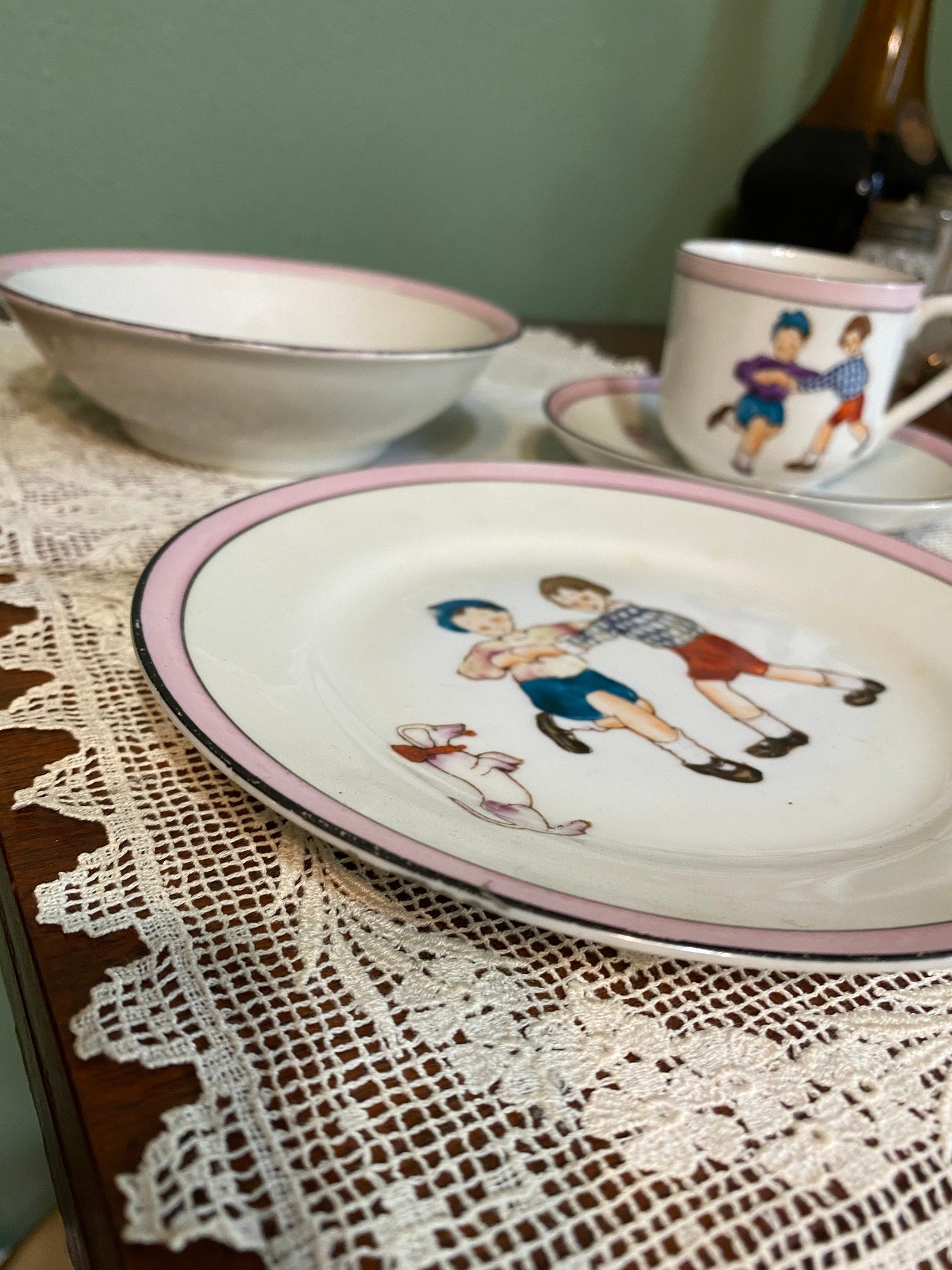 Antique Noritake Child Children Dishes Dish Set Nursery Rhyme Etsy