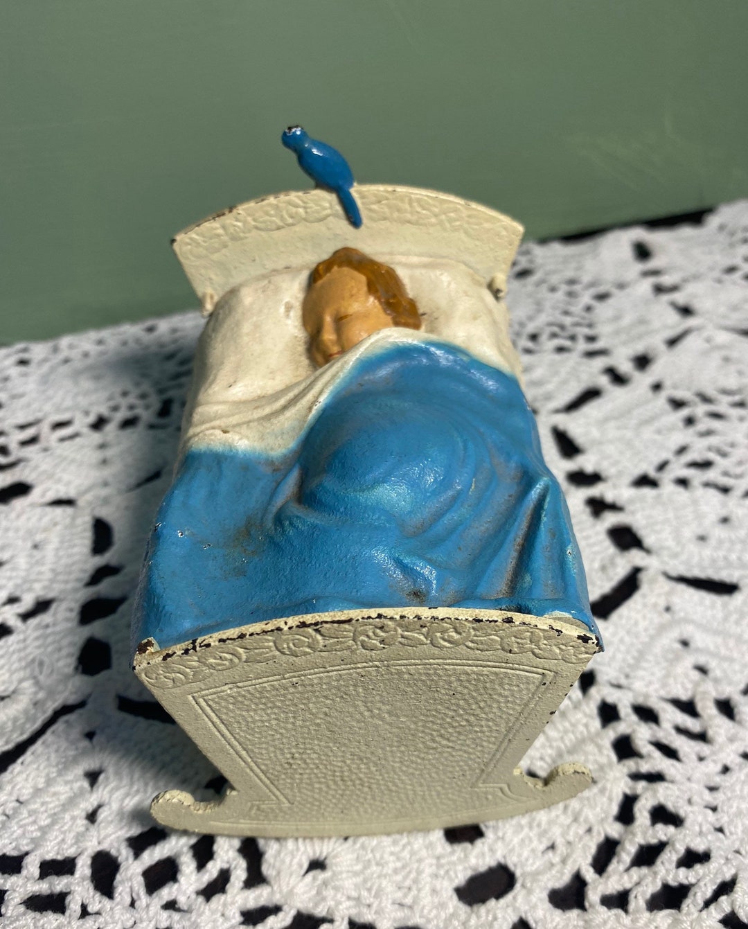 Antique Cast Iron Baby CRADLE BANK Mini Miniature Child Bed Etsy