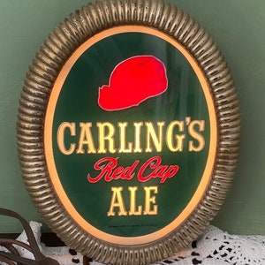 Works Carlings RED CAP ALE Light Lit  Vintage advertising sign Ad Shop Blue Ribbon working