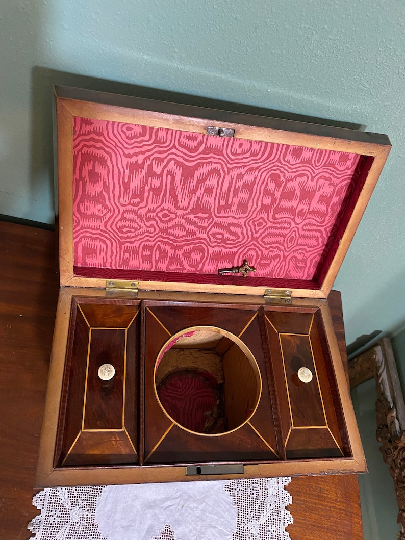 Primitive Antique TEA BOX CADDY Walnut Wood Wooden Etsy