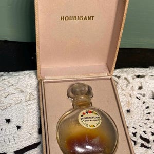 Antique HOUBIGANT Quelques Fluers with Box 1/4 oz Art Deco dresser Parfum Bottle Cologne