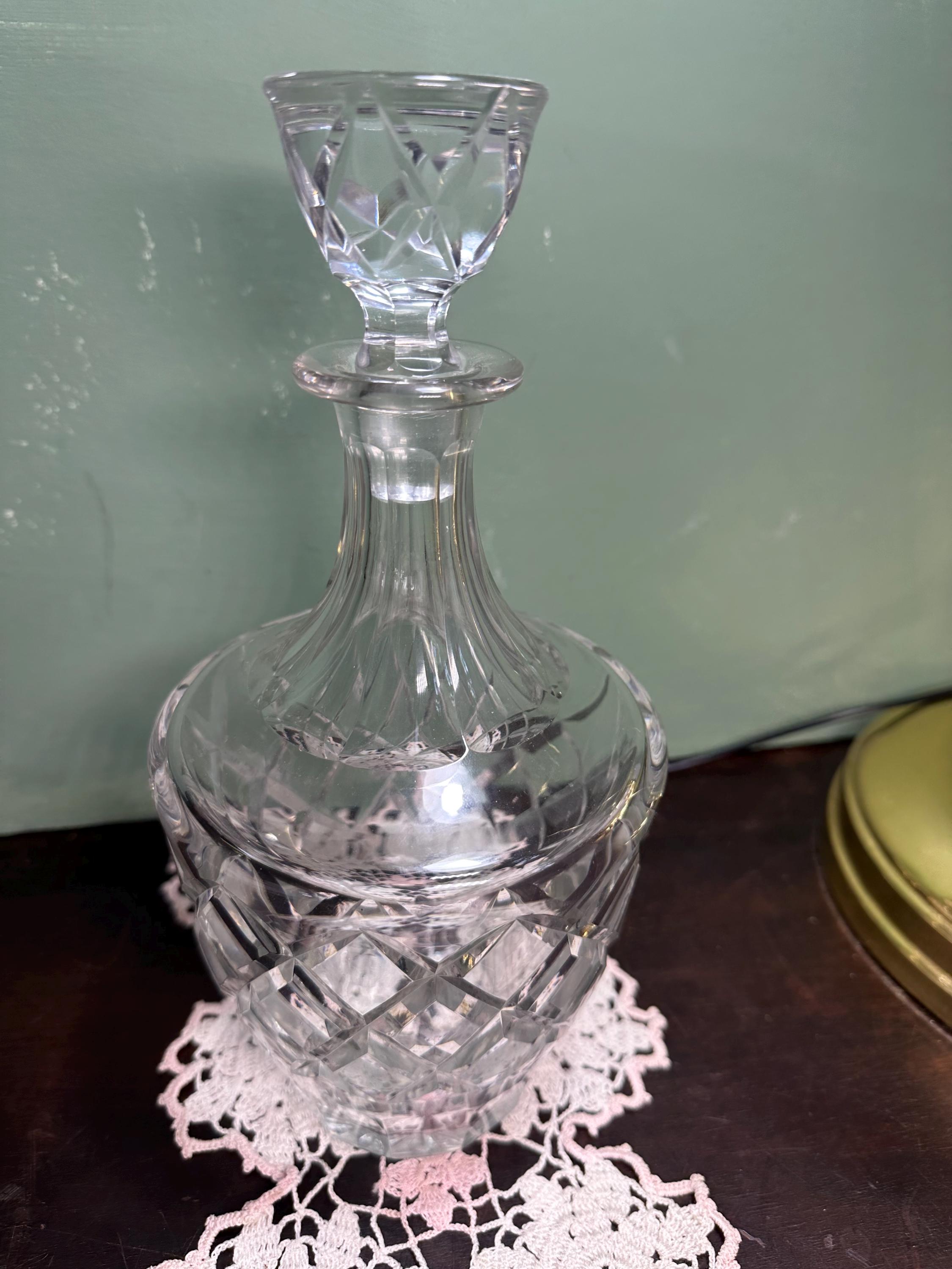 1900s'アンティーク「Sant Louis 」デキャンタクリスタルプレート付 サンルイ SAINT LOUIS クリスタル デカンタ デキャンタ 金彩の