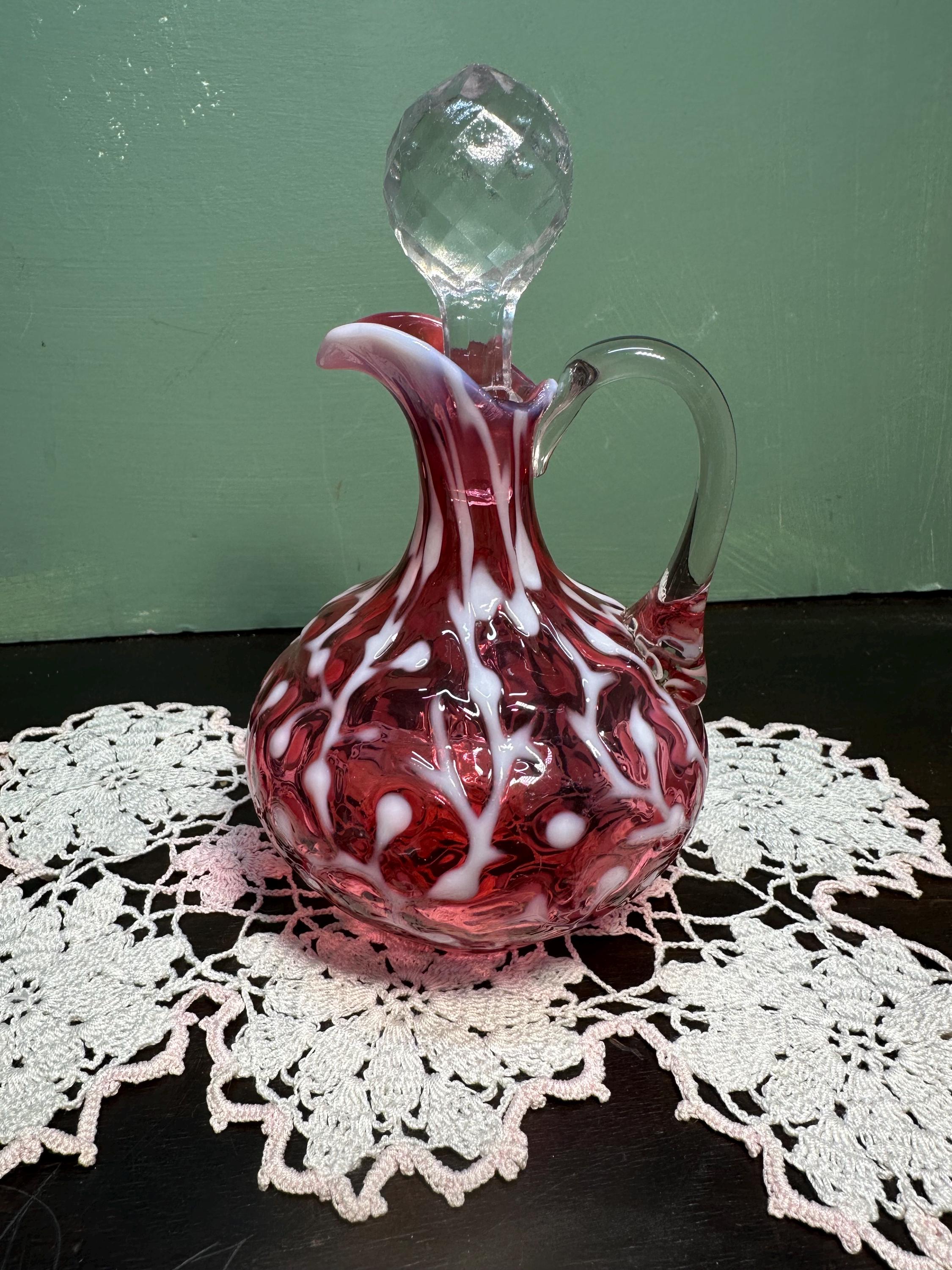 Victorian EAPG Hobbs CRUET Seaweed Glass Opalescent Opal