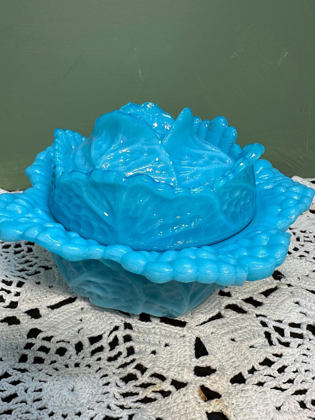 Antique Portieux Vallerysthal CABBAGE Bowl Dish Condiment Jar PV