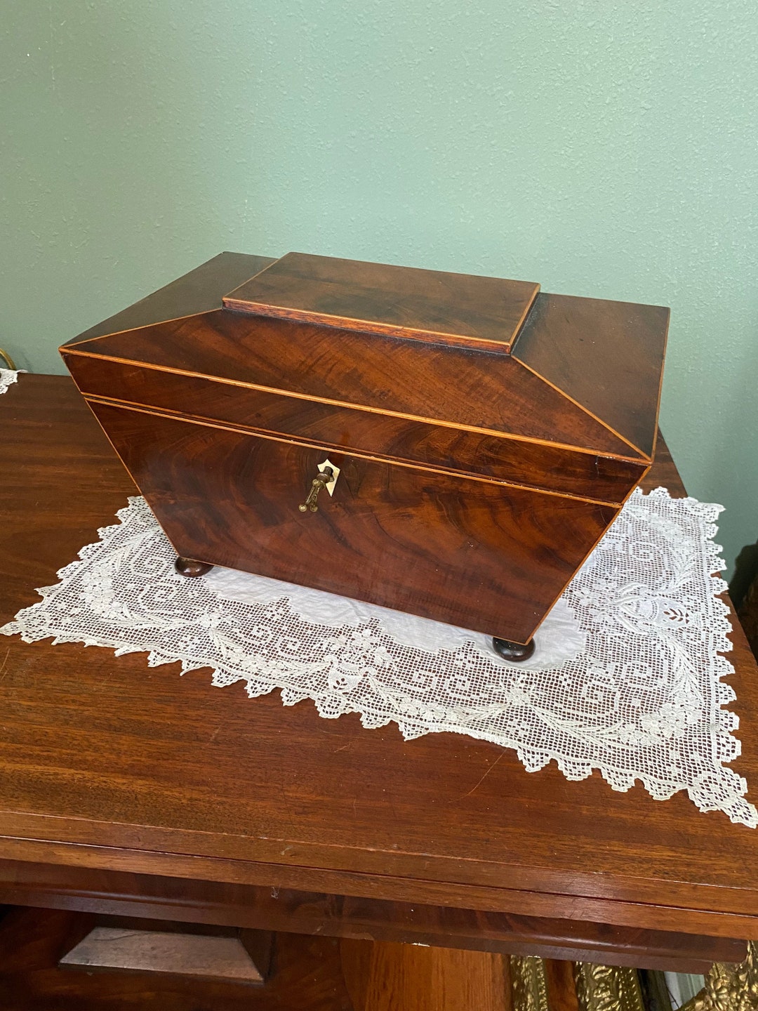 Primitive Antique TEA BOX CADDY Walnut Wood Wooden Etsy