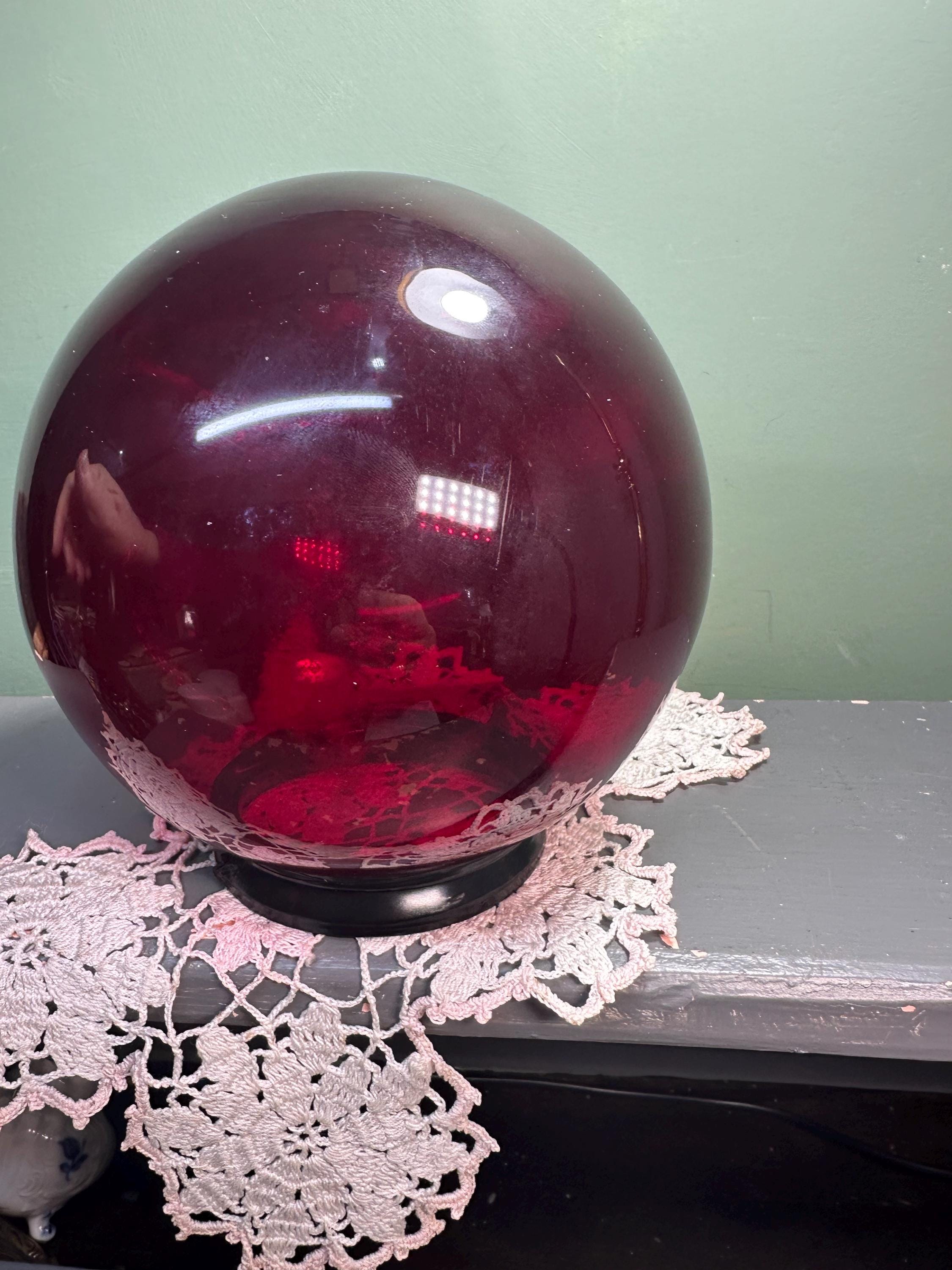 Antique EXIT GLOBE Ruby Glass Red Exit Light Lit Sign Ad Round - Etsy