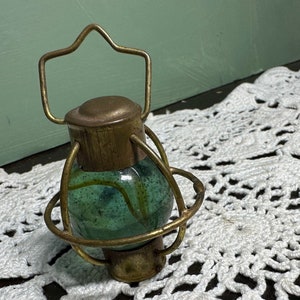 Vintage Mini Miniature NAUTICAL LANTERN Lamp MARBLE Game Toy Child Glass