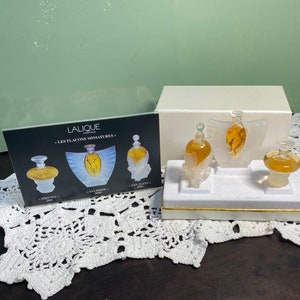 Vintage Lalique Perfume BOX 3 Unused Perfumes Parfum Scent Glass