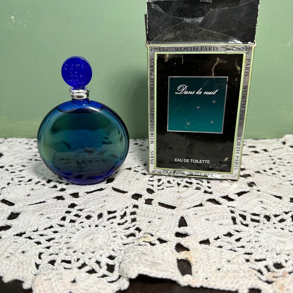 R. Lalique WORTH Dans La Nuit Perfume Cobalt Bottle  Parfum Scent glass France cologne Cobalt glass 60ml