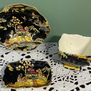 Royal Winton R. W. Pekin Set di vassoi per lattiera e condimenti, brocca Grimades Chintz Porcelain England