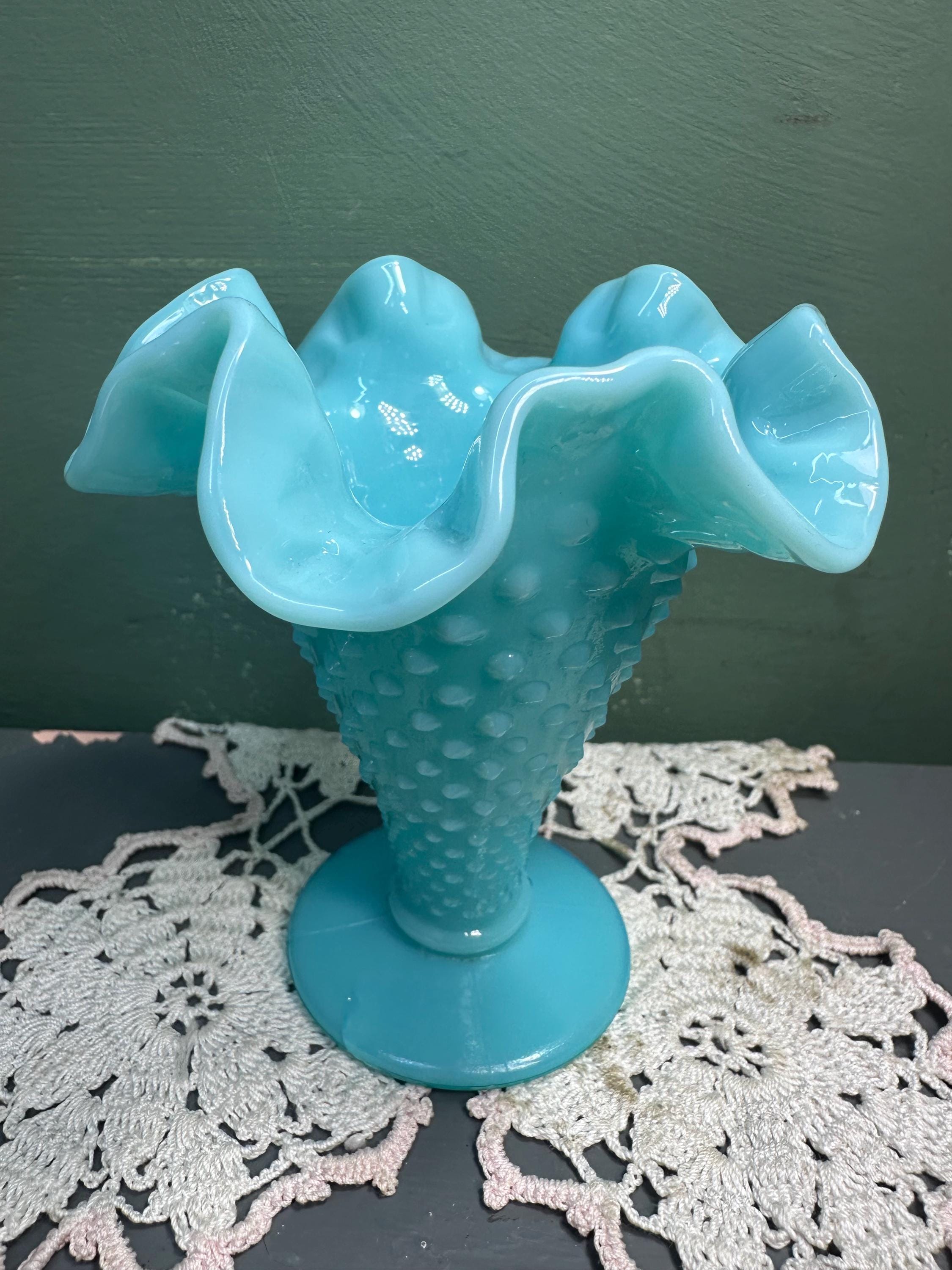 Fenton Blue Hobnail Vase - Etsy