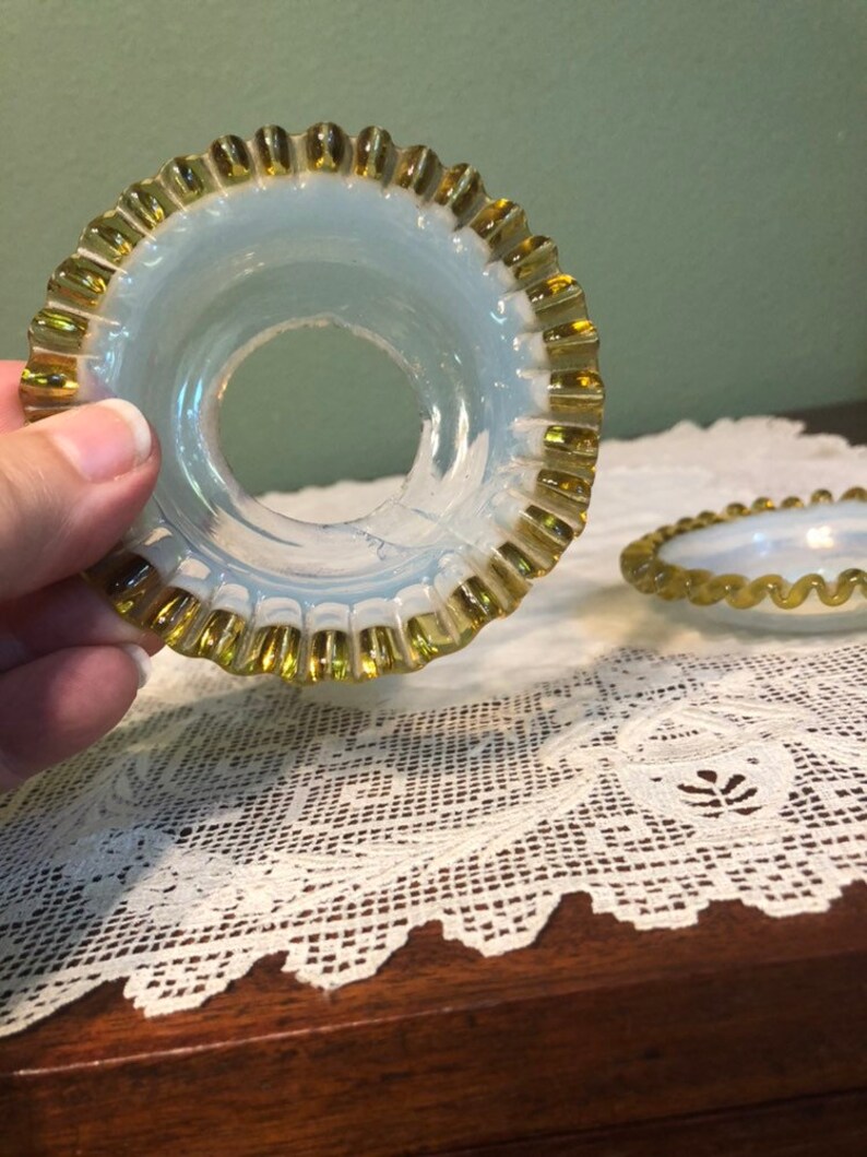 Victorian Amber Bobeche Candle Drip Cup Glass antique Etsy