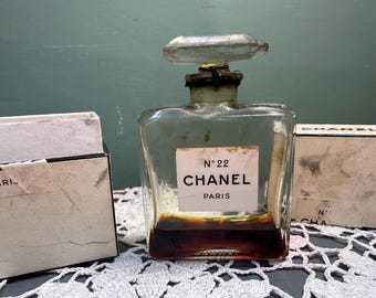 Vintage Chanel No 22 Spray Cologne Bottle - 1.5 Fl Oz White Metal