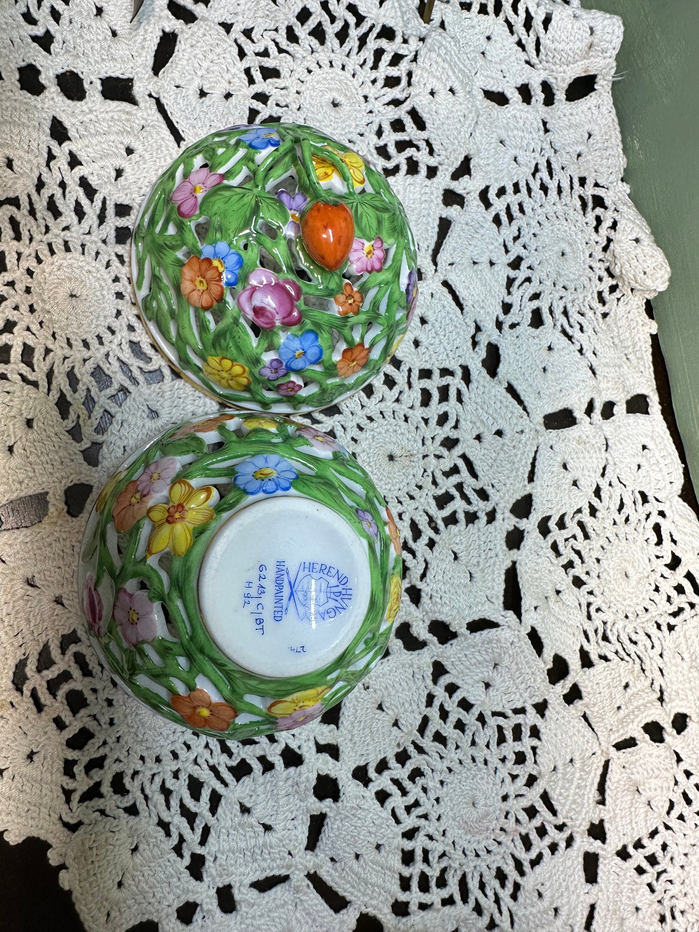 Herend DISH Hungary Lattice Openwork Potpourri Bonbonniere