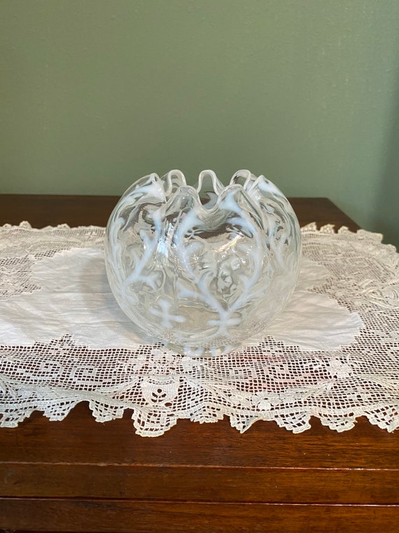 Antique Victorian Art Glass ROSE BOWL VASE Rosebowl Brocade Etsy
