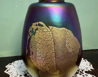 1984 Paperweight ROBERT EICKHOLT Clear Egg Shape Cobalt Blue