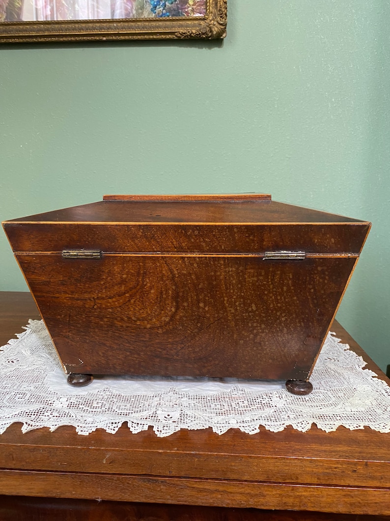 Primitive Antique TEA BOX CADDY Walnut Wood Wooden Etsy