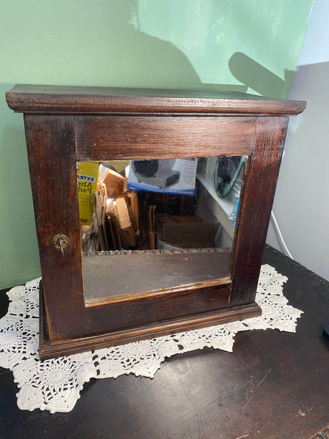 Antique Victorian Medicine Mirror Book Case Chest Etsy